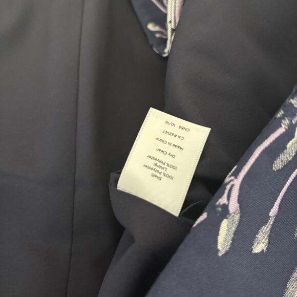 Talbots Womens 6 Jacquard Navy Pink Daisy Floral Thick Jacket Blazer - Picture 6 of 8